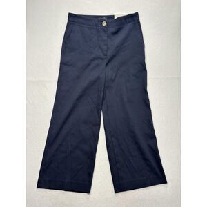 Ann Taylor Dress Pants Womens 8 Blue Wide Leg Crop Ankle High Rise Twill Work